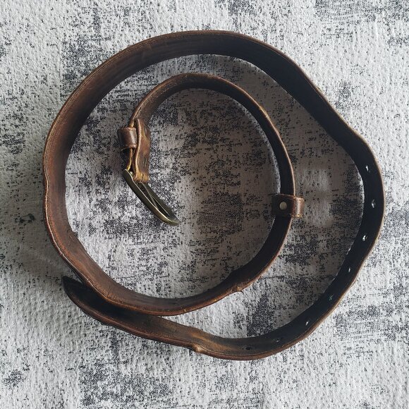 45" Custom Made Hand Crafted Brown & Tan Leather Tooled Belt - Picture 13 of 13